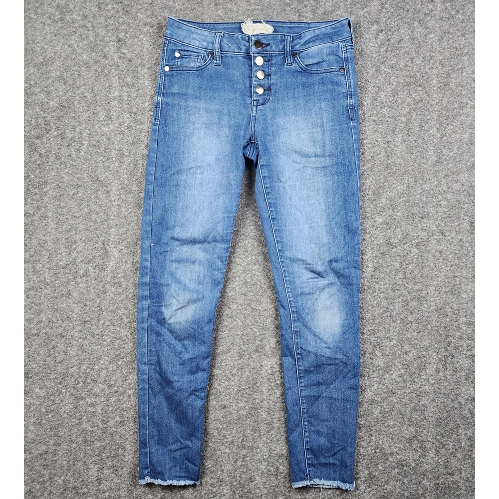 Altar'd State Skinny Jeans Womens 28/7 Blue Medium Wash Button Fly Raw‎ Hem